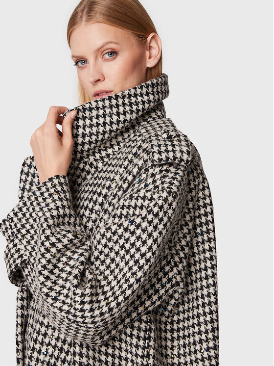 ROTATE ROTATE Vlnený kabát Sparkly Houndstooth RT1904 Farebná Oversize