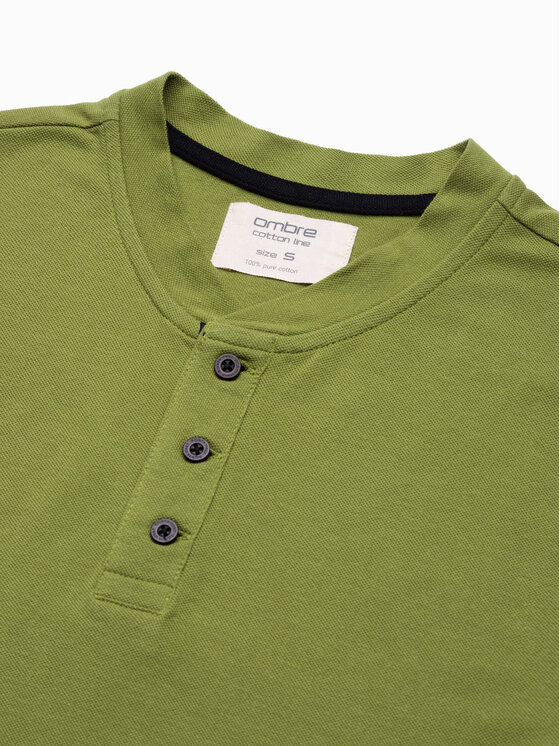 Ombre Ombre Polo OM-TSCT-0156 Zielony Slim Fit