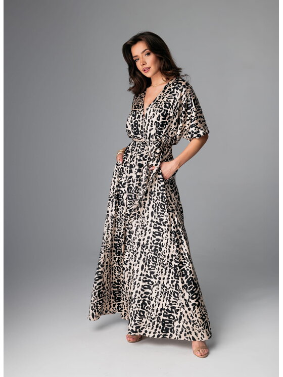 Aurora Aurora Sukienka wieczorowa Nairobi Leopard Czarny Feminine Fit