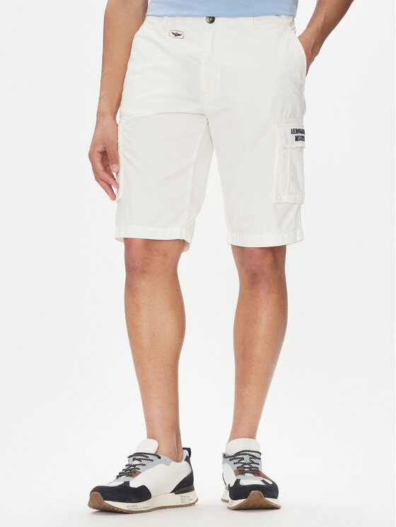Aeronautica Militare Aeronautica Militare Pantalon scurți din material 251BE066CT1122 Alb Regular Fit