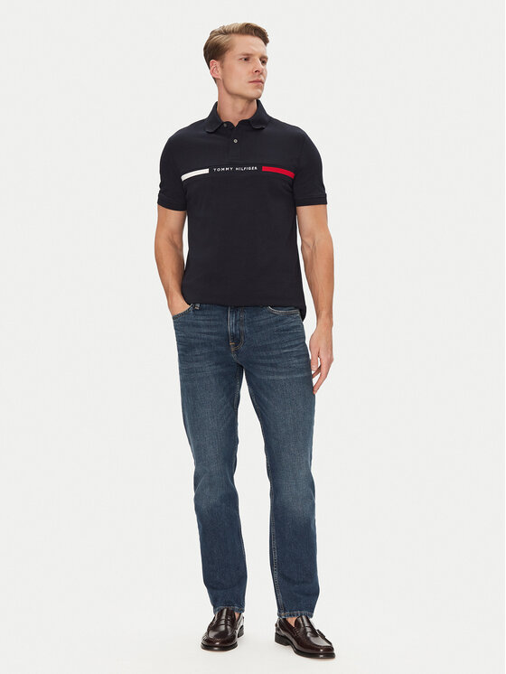 Tommy Hilfiger Tommy Hilfiger Pólóing Chest Insert MW0MW38130 Sötétkék Regular Fit