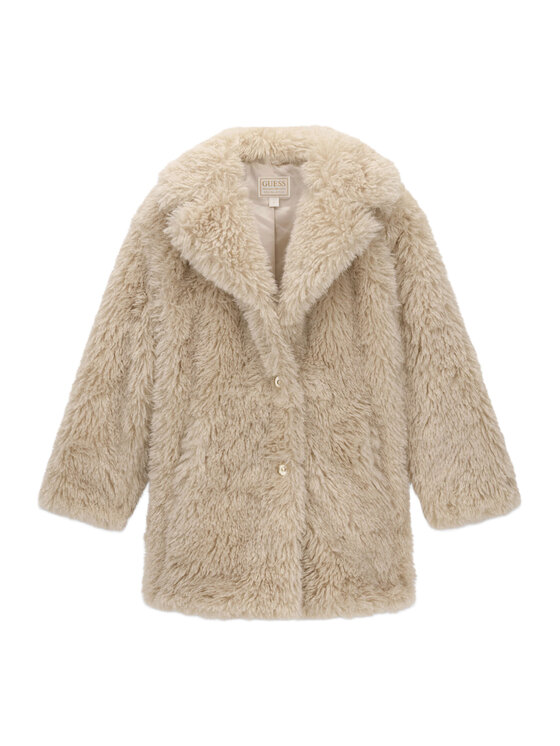 Guess Guess Кожено палто J6BL17 W4010 Тъмнобежов Regular Fit