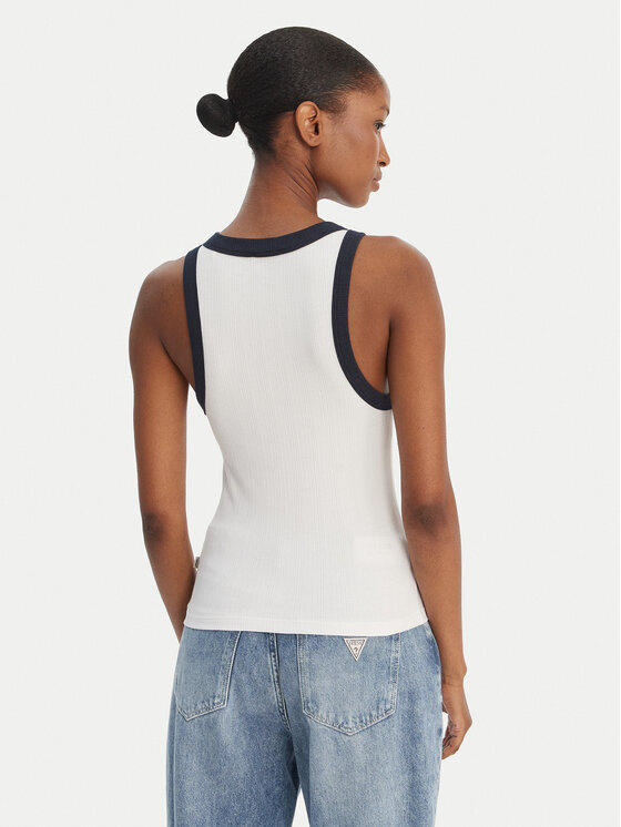 Guess Jeans Guess Jeans Top W6GPZ8 KF641 Alb Slim Fit