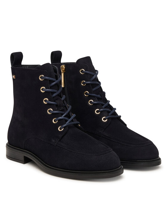 Tommy Hilfiger Tommy Hilfiger Auliniai batai Enamel Flag Suede Lace-Up Boot FW0FW09681 Tamsiai mėlyna