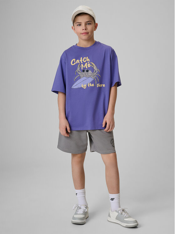 4F 4F T-Shirt WAVE RIDERS CLUB Fioletowy Loose Fit