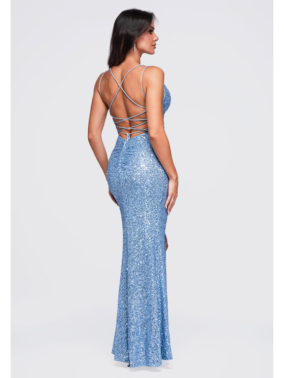 Ombre Ombre Sukienka wieczorowa LA-OM-DLR467 Niebieski Slim Fit