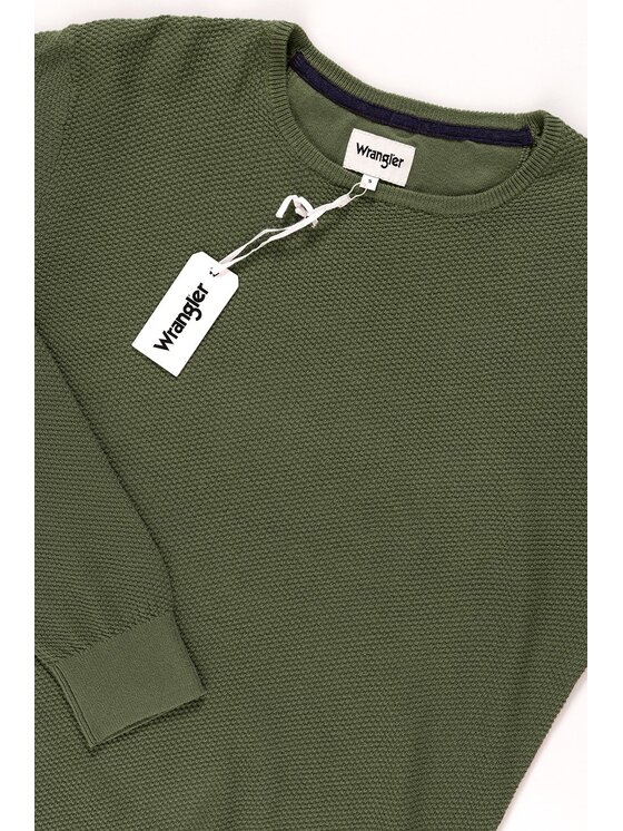 Wrangler Wrangler Maglione PIQUE CREW KNIT Verde Slim Fit