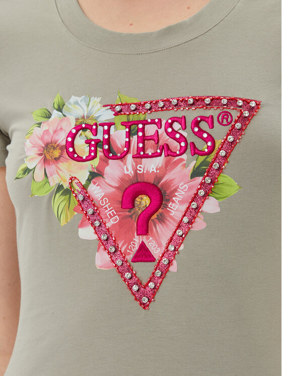 Guess Guess T-krekls W5GI10 J1314 Zaļš Slim Fit