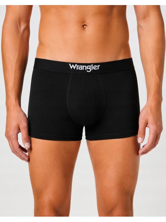 Wrangler Wrangler Bokserki Masson 3 Pack Cotton Elastane Trunks Czarny