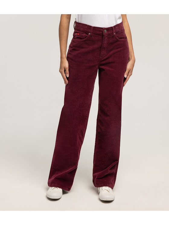 Lee Cooper Lee Cooper Spodnie materiałowe LUNAR CORD Czerwony Wide Leg