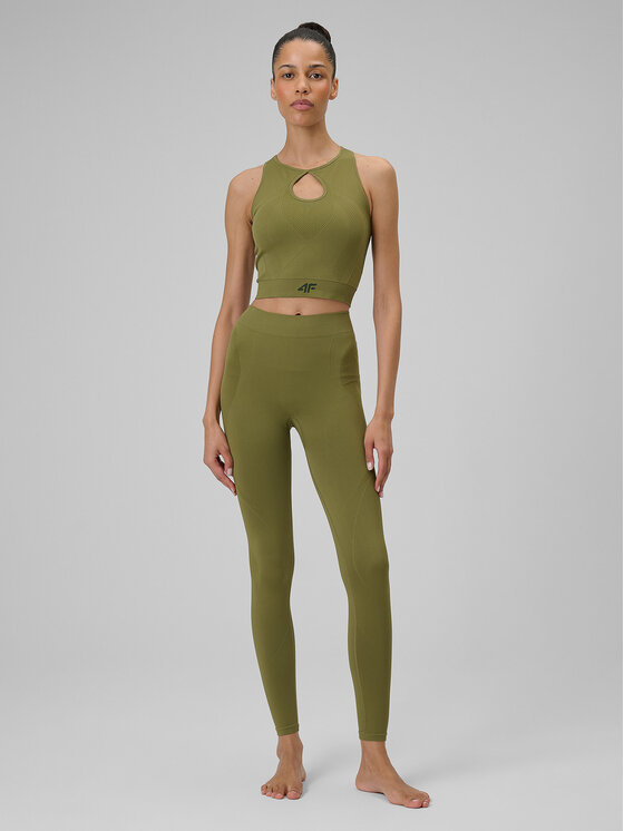 4F 4F Legginsy SOLAR PUNK Khaki Slim Fit