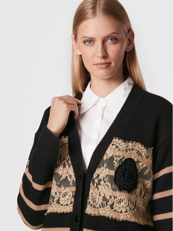 Ermanno Firenze Ermanno Firenze Pletena jopica N019EH8 Črna Regular Fit