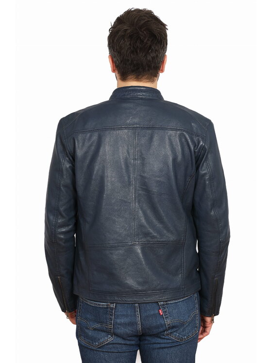 David Ryan David Ryan Kurtka skórzana BOSTON Granatowy Regular Fit