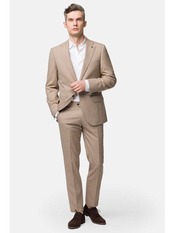 Lancerto Lancerto Garnitur Vancouver GA073123000019 Beżowy Slim Fit