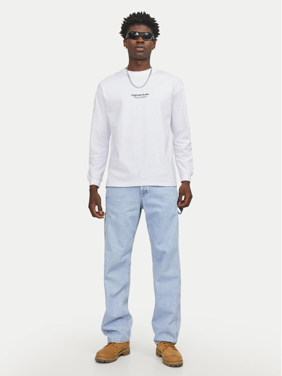 Jack&Jones Jack&Jones Majica dugih rukava Vesterbro 12251775 Bijela Loose Fit