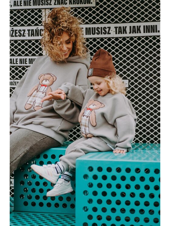 Bejbi Story Bejbi Story Bluza Bluza oversize Arthur Teddy z kapturem Szary Oversize