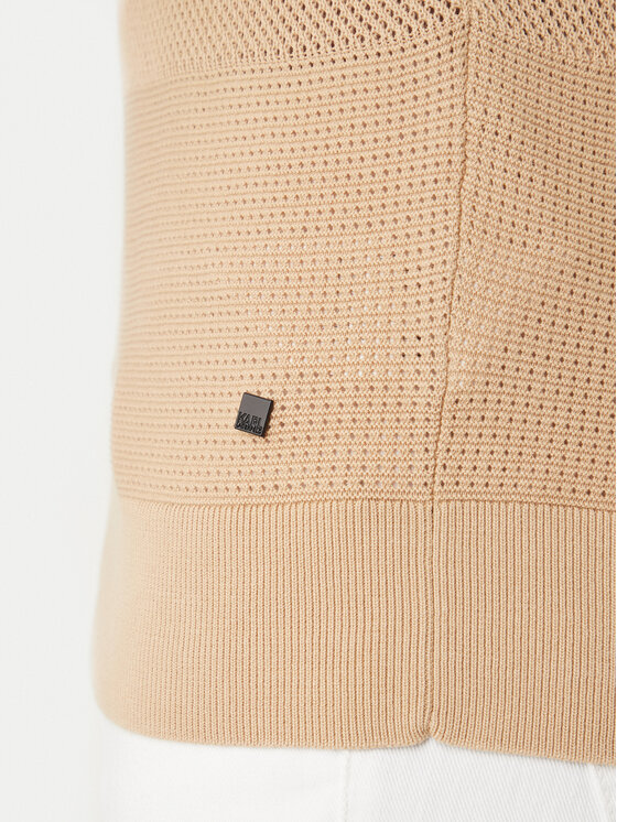 KARL LAGERFELD KARL LAGERFELD Тениска с яка и копчета 655009 562301 Бежов Regular Fit