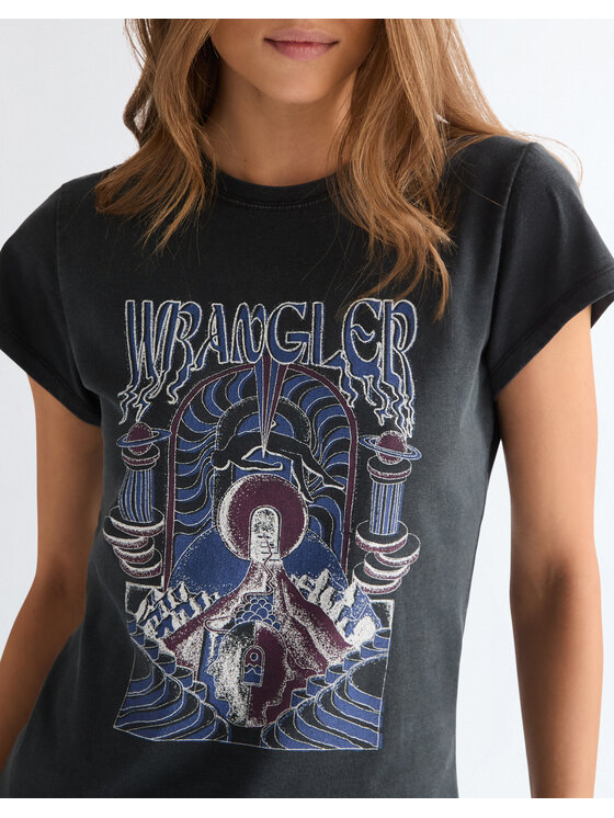 Wrangler Wrangler T-Shirt SHRUNKEN BAND TEE Czarny Slim Fit
