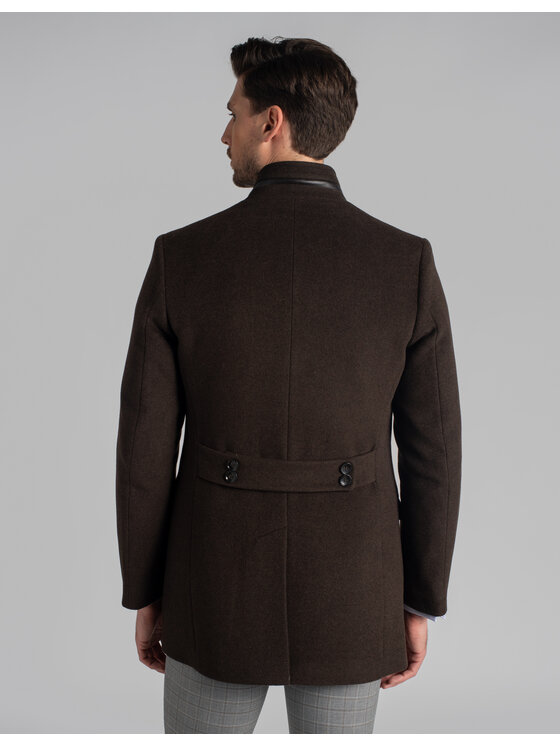 Borgio Borgio Płaszcz wełniany rizziconi Brązowy Slim Fit