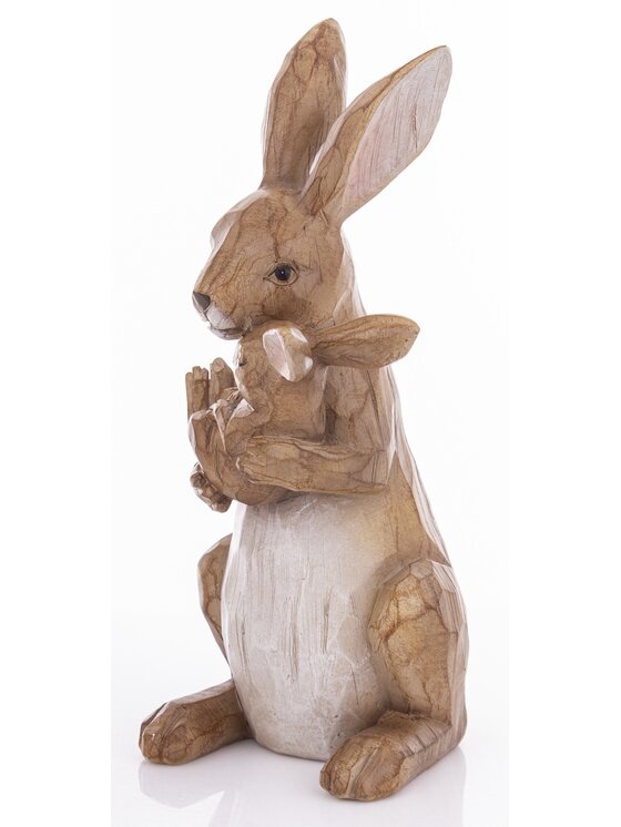 MIAhome MIAhome Figurka króliczka z malcem w objęciach CON AMORE-2 Brązowy
