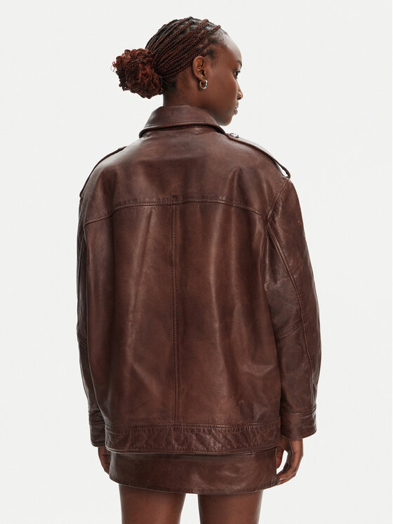 PINKO Kurtka skórzana Fever 105012 A2I1 Brązowy Regular Fit