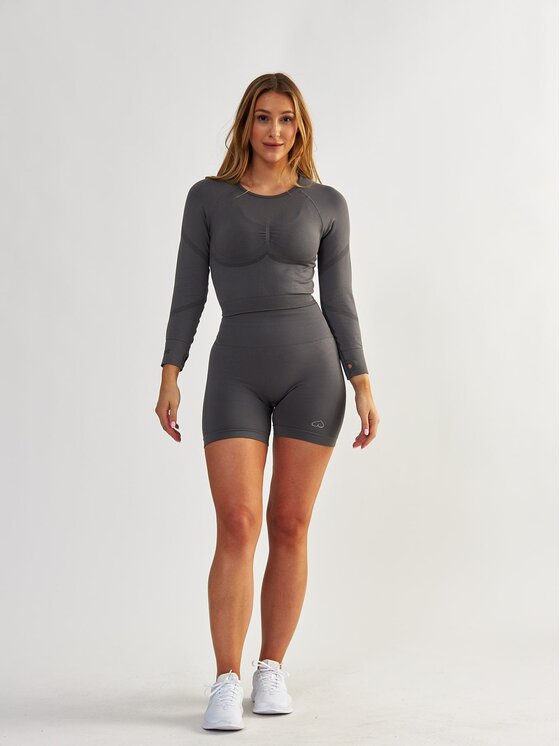 BeShaped BeShaped Longsleeve Sportowy Power Up! Szary Shaping Fit