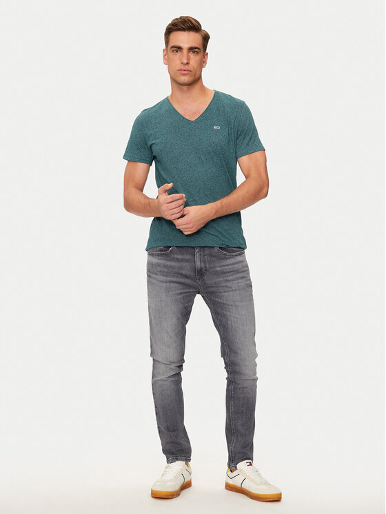 Tommy Jeans Tommy Jeans T-Shirt Jaspe DM0DM09587 Zielony Slim Fit