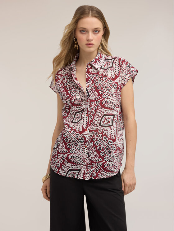 Motivi Motivi Koszula 5024W000525N0S1 Bordowy Boxy Fit