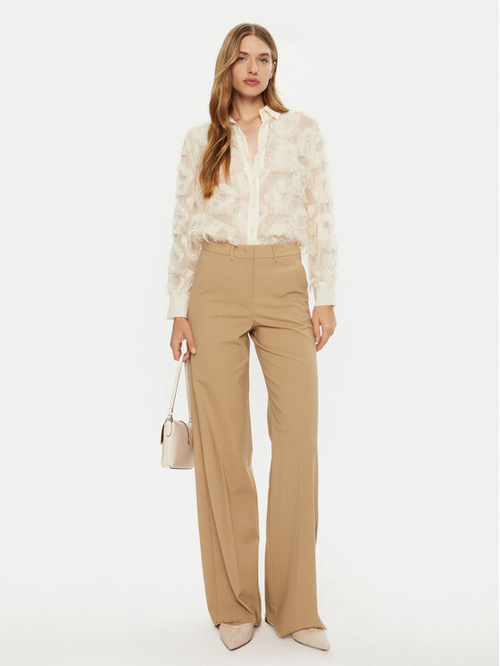 Marella Marella Medžiaginės kelnės Galoppo 2423136162 Ruda Wide Leg