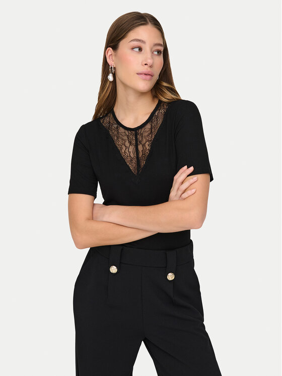 JDY JDY Футболка Roxy 15341671 Чорний Slim Fit