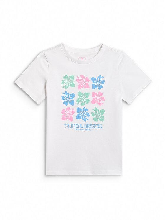 4F 4F T-Shirt SUMMER SPLASH Biały Regular Fit