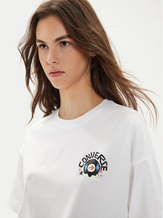 Converse Converse T-Shirt W Festival Music Girl Tee 10026373-A03 Biały Regular Fit