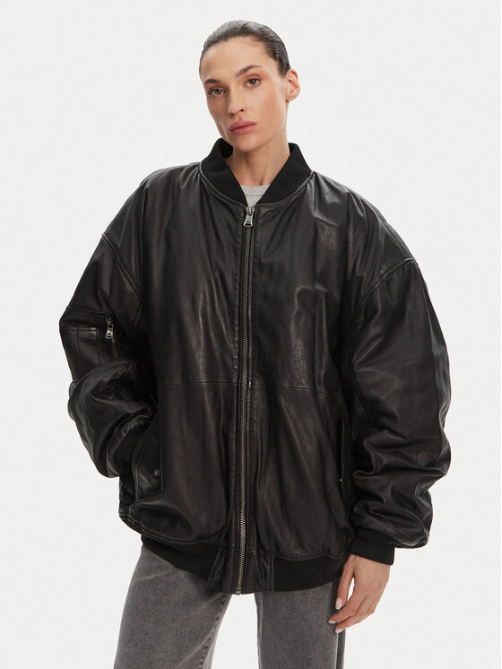 Serge Pariente Giacca di pelle Oversize Girl Nero Oversize, taglia : S