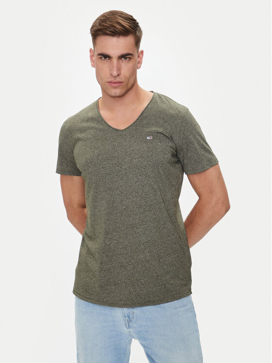 Tommy Jeans T-krekls Jaspe DM0DM09587 Zaļš Slim Fit