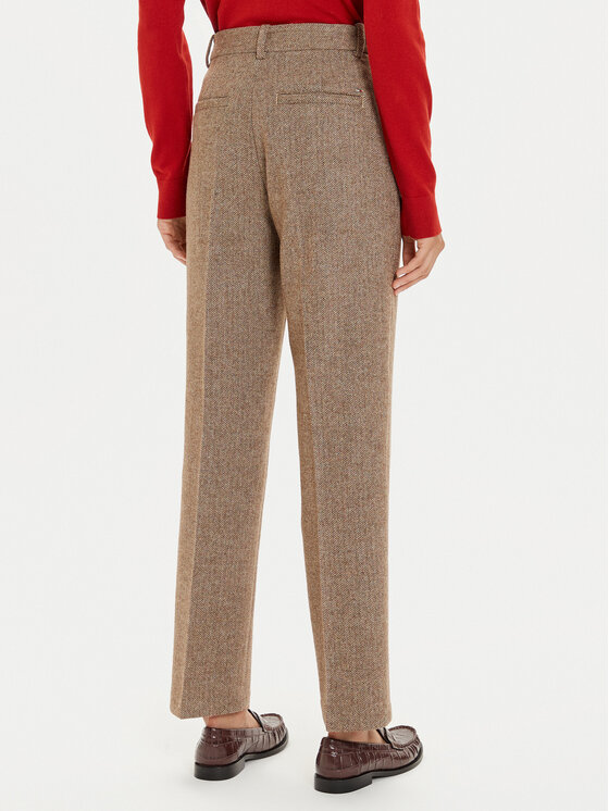 Tommy Hilfiger Tommy Hilfiger Hlače iz tkanine Herringbone WW0WW42959 Rjava Straight Fit