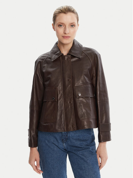 Weekend Max Mara Weekend Max Mara Giacca di pelle Berbice 2525446021 Marrone Regular Fit