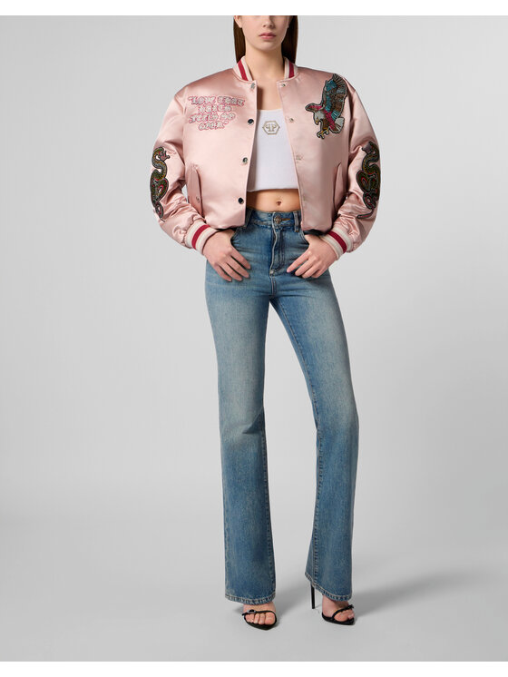 PHILIPP PLEIN PHILIPP PLEIN Kurtka bomber 29006 Różowy Regular Fit