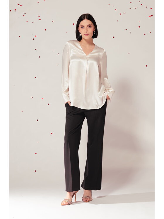 EMOI EMOI Bluzka Elegancka satynowa ecru Écru Feminine Fit