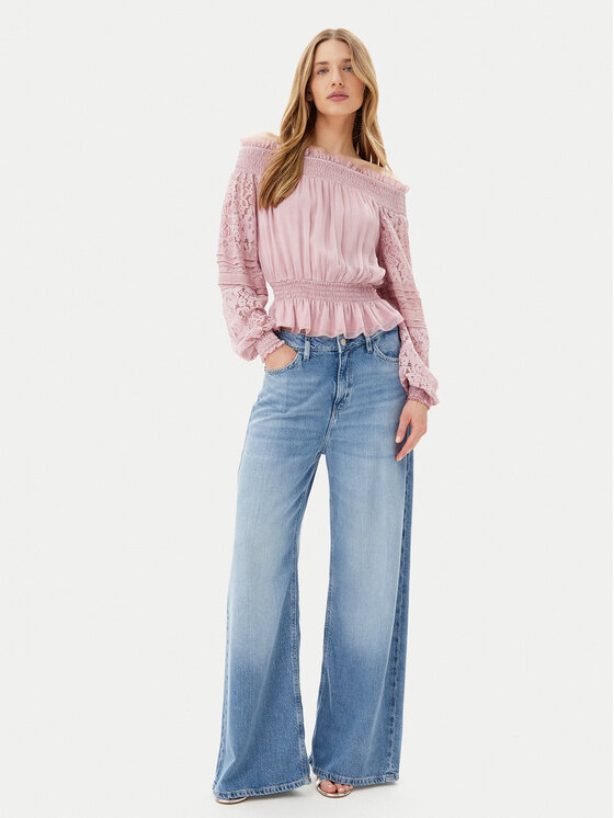 Guess Guess Blúz W5GH0S WE550 Rózsaszín Regular Fit