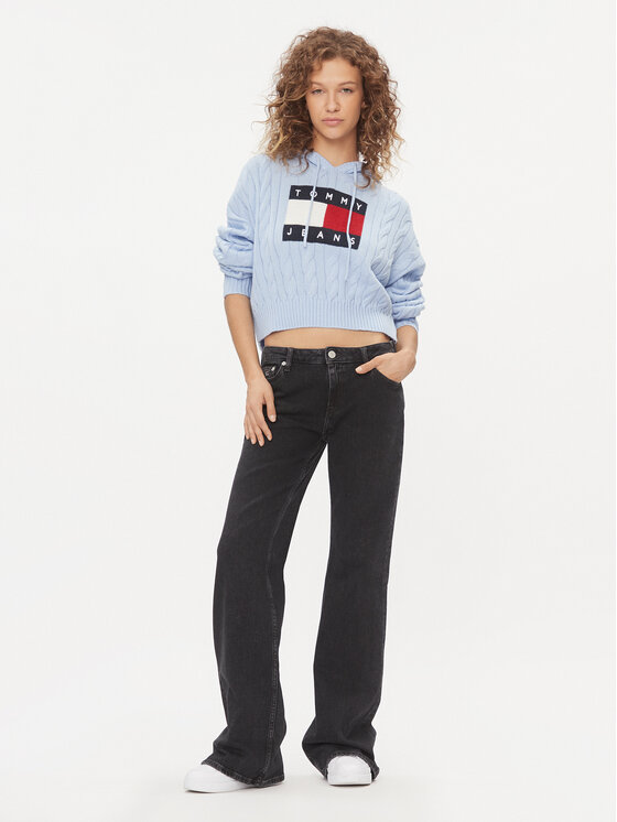 Tommy Jeans Tommy Jeans Pulover Center Flag DW0DW16528 Albastru celest Regular Fit