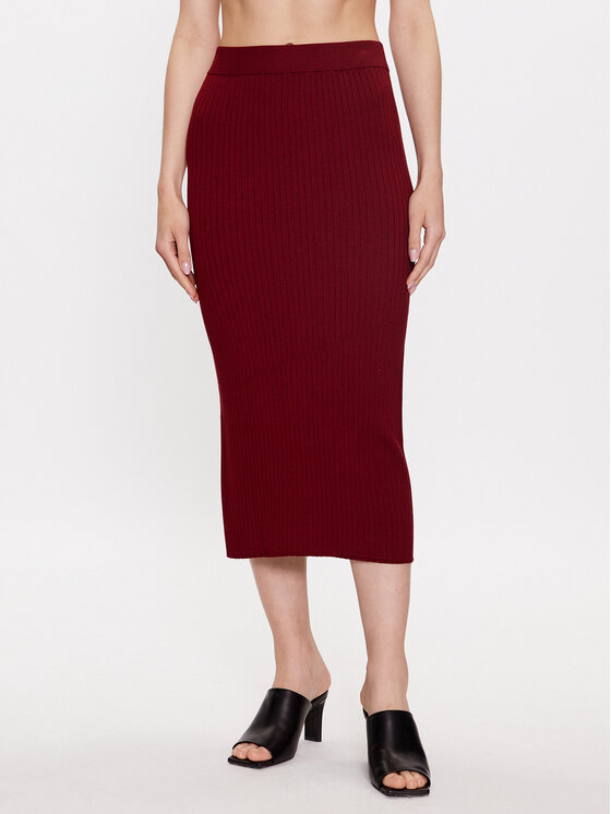 Max Mara Leisure Midi sukňa Orosei 2333060134 Bordová Regular Fit