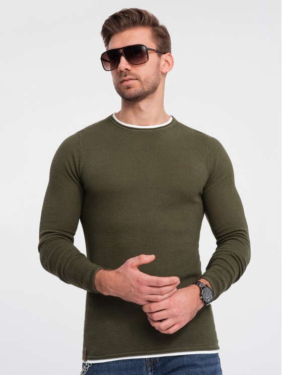 Ombre Ombre Svetr OM-SWSW-0103 Zelená Classic Fit