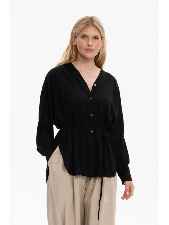 Deni Cler Milano Deni Cler Milano Kardigan T-DC-U455-F5-90-90-1 Czarny Oversize