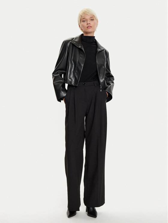 Imperial Imperial Pantaloni din material P1U5IIC Negru Wide Leg