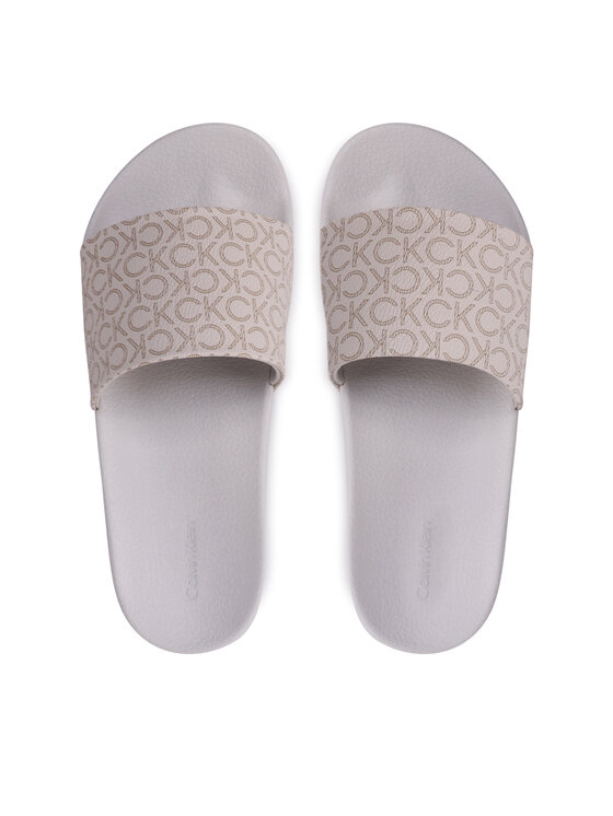Calvin Klein Calvin Klein Pantoletten Pool Slide - Mono HW0HW01528 Écru