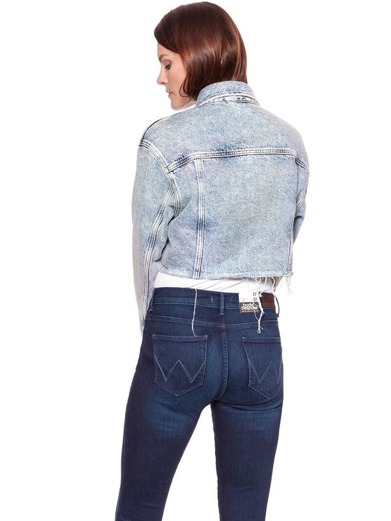 Wrangler Wrangler Kurtka damska RETRO CROP JACKET Niebieski Loose Fit