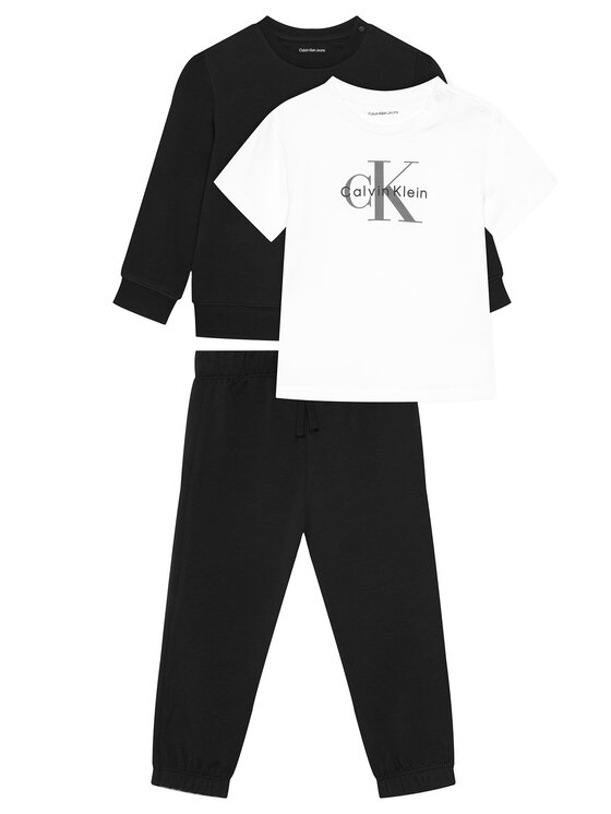 Calvin Klein Jeans Set hanorac, bluză și pantaloni Monogram IN0IN00336 Negru Regular Fit