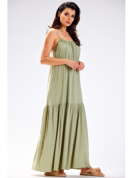Awama Awama Sukienka letnia A582 Zielony Basic Fit