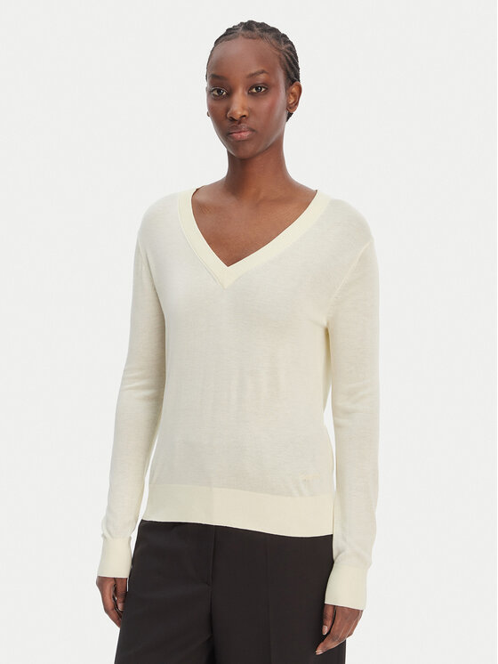 Calvin Klein Calvin Klein Džemper LV044F324G Écru Regular Fit