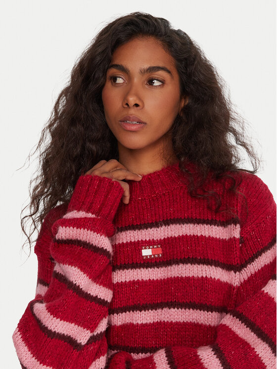 Tommy Jeans Tommy Jeans Pullover Badge DW0DW21679 Rot Relaxed Fit